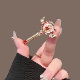 1/2pcs Beautiful Girl Warrior Hits Diamond Studded Magic Wand Hair Clip Pink Dreamy Super Eye-catching Lit Up Playful Styling