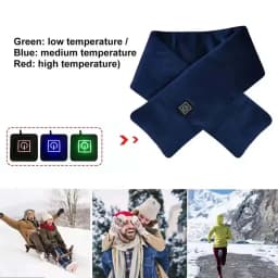 USB Women Men Heating Scarf Temperature Scarf 3 Gears Wrap Fleece Washable Electric Neck Warmer Not Inclound Battery for Camping