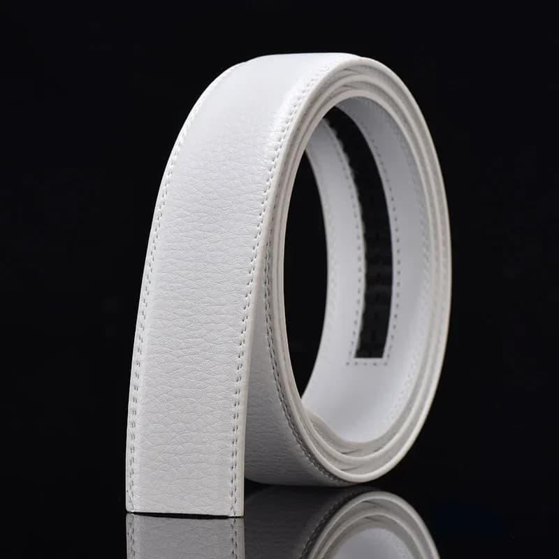 3.0 3.5cm Men Women's Automatic Buckle Belt Strips Blue Red White Black Coffee Belt without Buckle PU Leather Belt No Buckle