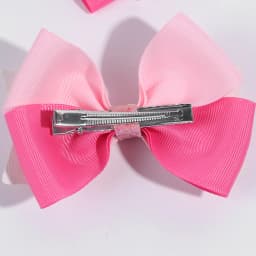 2pcs Sparkling Pink Glitter Bow Hair Clips For Girls Cute Ribbon Bow Hairpins Ideal For Gifts & Casual Attire Hair Accessories