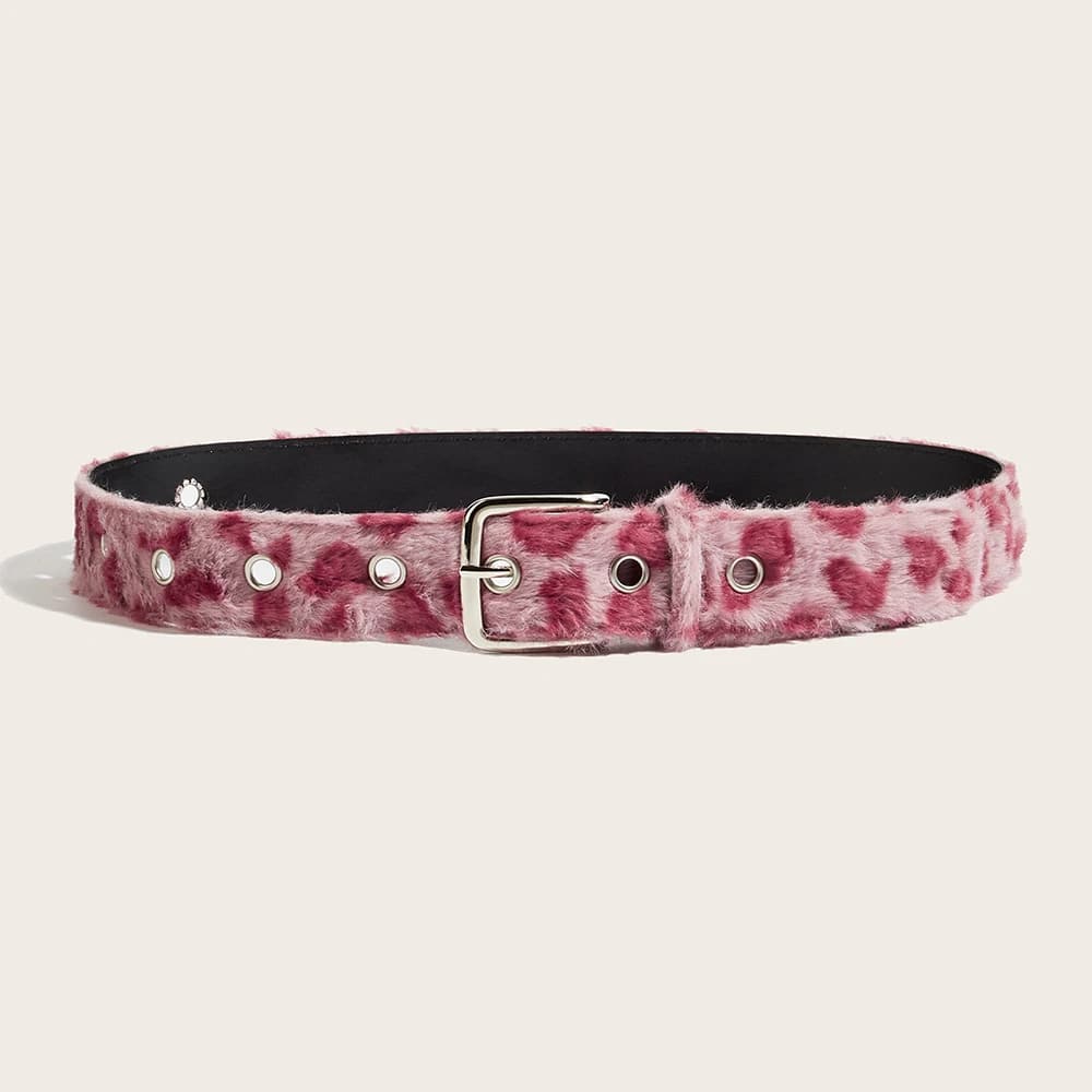 Versatile Jeans Belt Y2k-Inspired Plush Leopard Print Belt Female Pu Pin Buckle Belt Girls Girdle Accessory For Formal