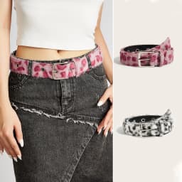 Versatile Jeans Belt Y2k-Inspired Plush Leopard Print Belt Female Pu Pin Buckle Belt Girls Girdle Accessory For Formal