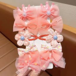 10 Pieces of Sweet Pink Hairpins Are Cute and Versatile Crown and Bow Bangs Hair Clips Kids Baby Hair Accessories Set