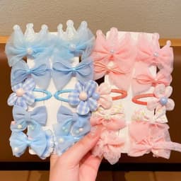 10 Pieces of Sweet Pink Hairpins Are Cute and Versatile Crown and Bow Bangs Hair Clips Kids Baby Hair Accessories Set