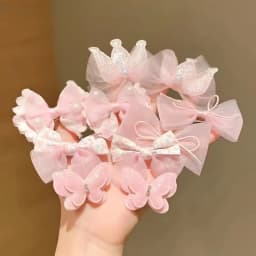10 Pieces of Sweet Pink Hairpins Are Cute and Versatile Crown and Bow Bangs Hair Clips Kids Baby Hair Accessories Set