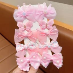 10 Pieces of Sweet Pink Hairpins Are Cute and Versatile Crown and Bow Bangs Hair Clips Kids Baby Hair Accessories Set