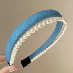 1 Pc Retro Denim Double-Layer Pearl Headband for Women New Style, Luxe, Stylish Chic, Suitable for Updos, Ideal for Autumn Winte