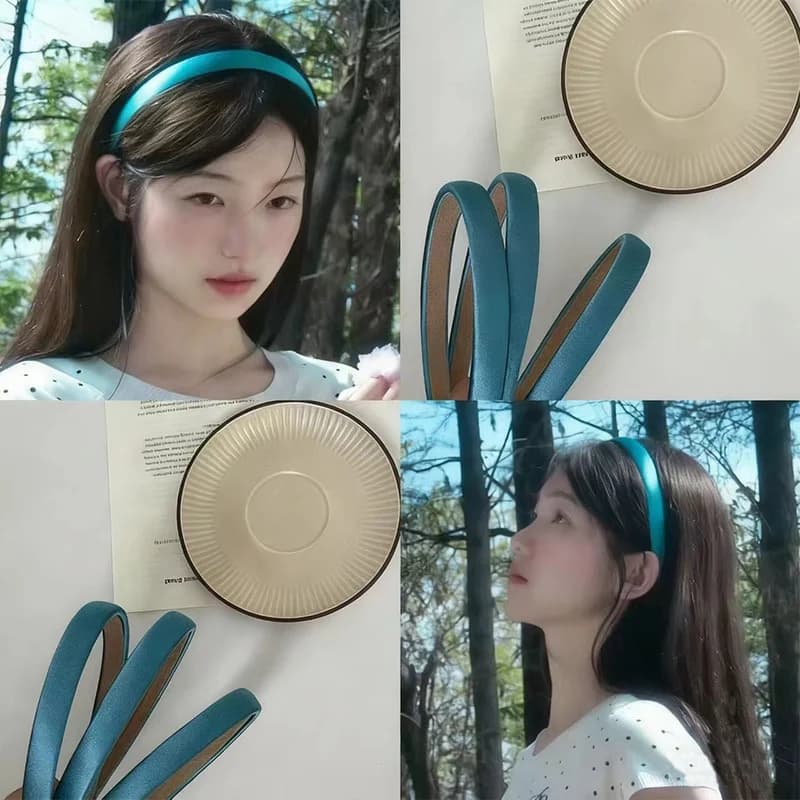 1PC Women's Autumn Winter Daily Teal Satin Headband Minimalist Fashion Hair Accessory Stylish Daily Hair Decoration