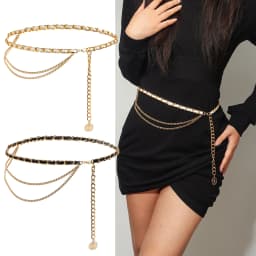 1pc Fashion Multi-Layer Metal Waist Chain for Women Versatile Dress Belt Accessory