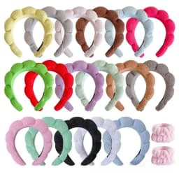 Chic Fried Dough Twists Sponge High Crown Headband Towel Fluffy Hair Hoops Wristband Womens Face Wash Hair Clips Accessories Set