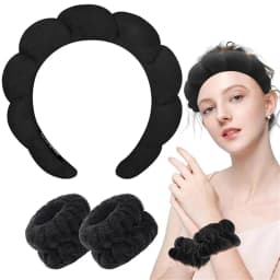 Chic Fried Dough Twists Sponge High Crown Headband Towel Fluffy Hair Hoops Wristband Womens Face Wash Hair Clips Accessories Set