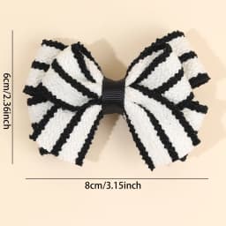 2Pcs Color-Blocked Bow Hair Clips For Girls Elegant Double-layer Black&White Hair Accessories For Girls Soft Trendy Headwear