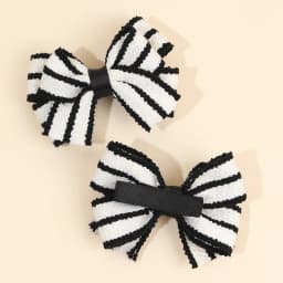2Pcs Color-Blocked Bow Hair Clips For Girls Elegant Double-layer Black&White Hair Accessories For Girls Soft Trendy Headwear