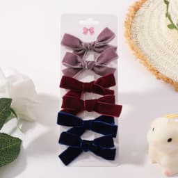 Candy Color Velvet Bows Hair Clips for Baby Girls, Handmade Bowbot, Hairpin, Festival Headwear, Hair Accessories Gifts, 6 PCs