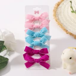 Candy Color Velvet Bows Hair Clips for Baby Girls, Handmade Bowbot, Hairpin, Festival Headwear, Hair Accessories Gifts, 6 PCs