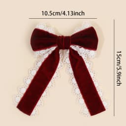 Gothic Lolita Red Velvet Bow Hair Clip With White Lace Vintage Elegant Bownot Hairpin For Women Girls Headwear Hair Accessories