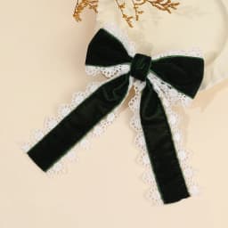 Gothic Lolita Red Velvet Bow Hair Clip With White Lace Vintage Elegant Bownot Hairpin For Women Girls Headwear Hair Accessories