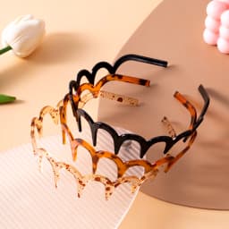 3PCS Korean Women Non-Slip Headband Plastic U Shape Hair Hoops Comb Fixed Teeth Fluffy Top Hair Bands Headwear Hair Accessories