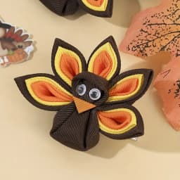 2Pcs New Turkey Decor Hair Clip For Toddler Girls Kids Multicolor Grosgrain Ribbon Hairpin Festival Party Daily Hair Accessories