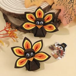 2Pcs New Turkey Decor Hair Clip For Toddler Girls Kids Multicolor Grosgrain Ribbon Hairpin Festival Party Daily Hair Accessories