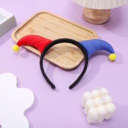 Cute Two-color Clown Headband Exaggerated Costume Accessories Halloween Devil Horn Headpiece Joker Headwear Halloween Party