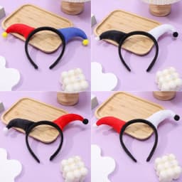 Cute Two-color Clown Headband Exaggerated Costume Accessories Halloween Devil Horn Headpiece Joker Headwear Halloween Party
