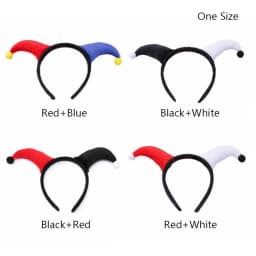Cute Two-color Clown Headband Exaggerated Costume Accessories Halloween Devil Horn Headpiece Joker Headwear Halloween Party