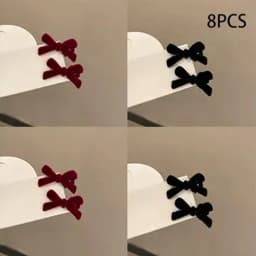 8PCS Hair Clips Set for Women Girls Red Black Mini Bowknot Hairpins Cute Hair Accessories Daily Wear Party Vintage Style