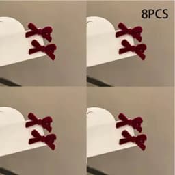 8PCS Hair Clips Set for Women Girls Red Black Mini Bowknot Hairpins Cute Hair Accessories Daily Wear Party Vintage Style