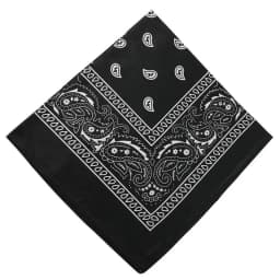 Large Bandana Headband - Handkerchief Bandanas for Men and Women - Paisley Bandana Pack - Cowboy Scarf, Black, Single Pack