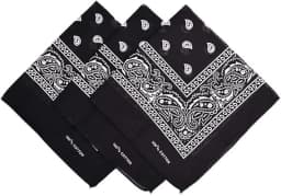 Large Bandana Headband - Handkerchief Bandanas for Men and Women - Paisley Bandana Pack - Cowboy Scarf, Black, Single Pack