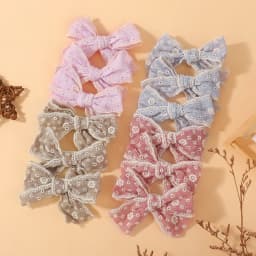 10pcs Random Color Lace Bows Hair Clip for Kids Girls Cotton Solid Color Bowknot Safety Hairpins Headwear Baby Hair Accessories