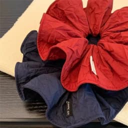 1PCS Christmas Red Navy Scrunchie,Crinkled Fabric Hair Ties, Festive Holiday Hair Accessories, Stylish Daily Hair Decor