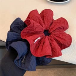 1PCS Christmas Red Navy Scrunchie,Crinkled Fabric Hair Ties, Festive Holiday Hair Accessories, Stylish Daily Hair Decor