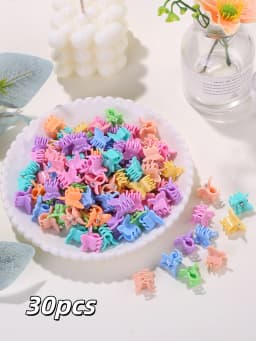 30/50/100pcs Cute Children's Plastic Hair Accessories, Fashionable Solid-Color Women's Single-Item Hair Accessories