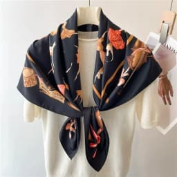 90x90cm Imitation Silk Ballet Girl Printed Handkerchief Scarf For Women Thin Shawl Square Headband Bandana Head Scarves