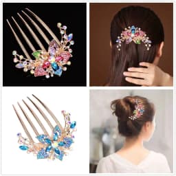 Trendy Korean Rhinestone Hair Comb 5-Teeth Alloy Hair Accessory - Hot Gift for Girls