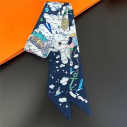 Women Silk Ribbon Scarf Handbag Handle Wrap Bag Women Girls Head Hair Wrist Ribbon Scarf Hair Band Versatile Accessory