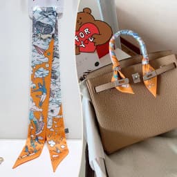 Women Silk Ribbon Scarf Handbag Handle Wrap Bag Women Girls Head Hair Wrist Ribbon Scarf Hair Band Versatile Accessory