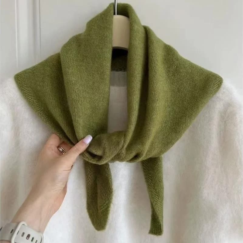 Multi-functional Korean Style Wool Knitted Triangular Scarf Women Headscarf Knitted Scarf Warm Knitted Scarf
