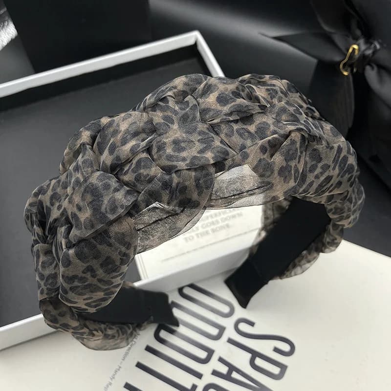 Leopard Print Headband for Women with High Skull Top, Western Style, Wide Edge, Pressed Hair, Face Wash Headband