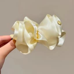 2Pcs Satin Pleated Large Bow Hair Clip,black and White Elegant Temperament,side Clip,women's Braided Decorative Hair Accessories
