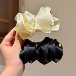 2Pcs Satin Pleated Large Bow Hair Clip,black and White Elegant Temperament,side Clip,women's Braided Decorative Hair Accessories