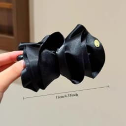 2Pcs Satin Pleated Large Bow Hair Clip,black and White Elegant Temperament,side Clip,women's Braided Decorative Hair Accessories