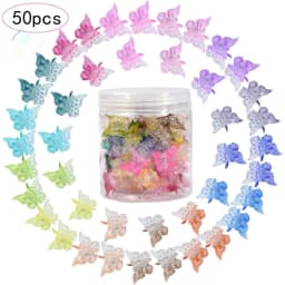 Glitter Mini Butterfly Hair Claw Clips, Sparkly Colorful Hair Accessories for Girls and Women - 90S Y2K Cute, Small, Tiny Clip