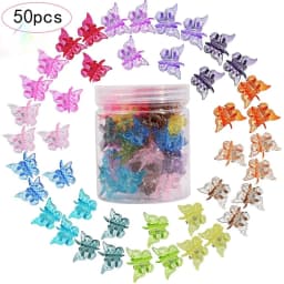 Glitter Mini Butterfly Hair Claw Clips, Sparkly Colorful Hair Accessories for Girls and Women - 90S Y2K Cute, Small, Tiny Clip