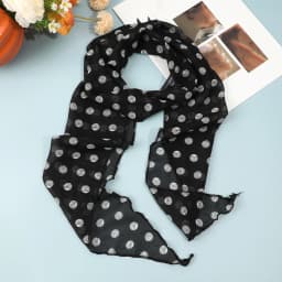 AWAYTR Retro Brown Polka Dots Long Silk Scarves Hair Band Womens Comfortable Headscarf Lady Fashion Party Scarf Hair Accessories