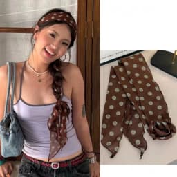 AWAYTR Retro Brown Polka Dots Long Silk Scarves Hair Band Womens Comfortable Headscarf Lady Fashion Party Scarf Hair Accessories