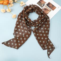AWAYTR Retro Brown Polka Dots Long Silk Scarves Hair Band Womens Comfortable Headscarf Lady Fashion Party Scarf Hair Accessories