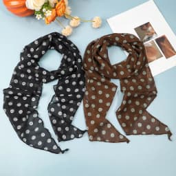 AWAYTR Retro Brown Polka Dots Long Silk Scarves Hair Band Womens Comfortable Headscarf Lady Fashion Party Scarf Hair Accessories